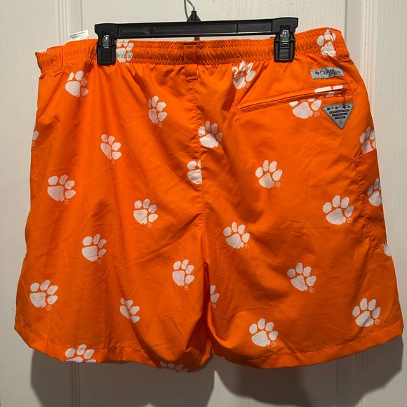 Columbia Orange Clemson Tigers Swim Shorts with White Paw Prints size XL NWT - Picture 8 of 9